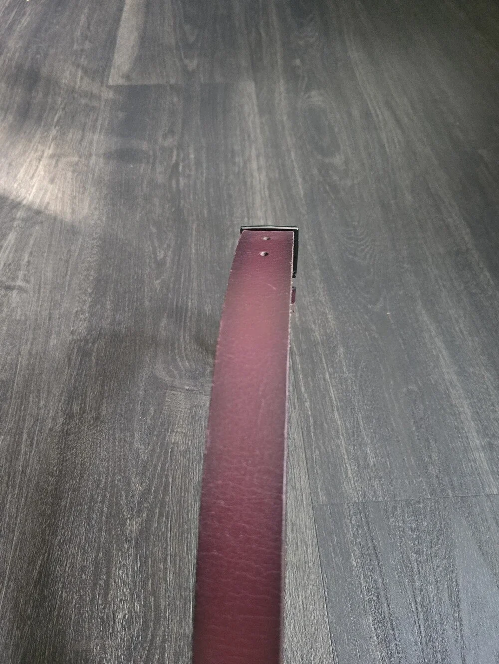 Express Burgundy Genuine Leather Belt Mens 32 Oxblood Gunmetal Buckle 30/32
